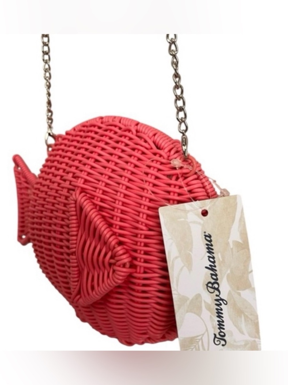New Tommy Bahama Pink Woven Fish Crossbody Bag - Picture 4 of 10